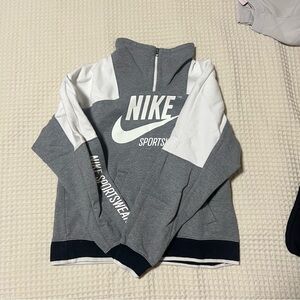 Nike Gray and White Sportswear Pullover